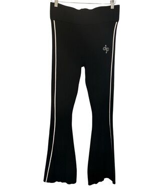 Daily Practice Black flare Sweatpants Ribbed Sz M White Side Stripe Inseam 30”